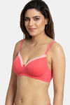 Zivame Padded Non Wired 3/4th Coverage Bra - Calypso Coral — thumbnail 3